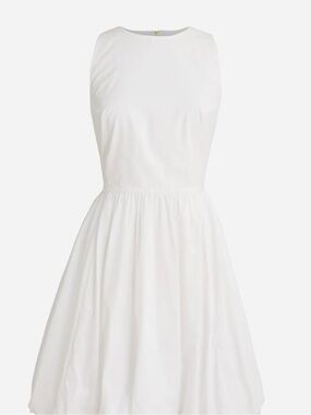 J. Crew White Sleeveless Bubble Skirt Cotton Poplin Dress 8